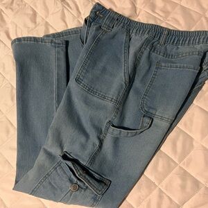 Light Wash Denim Cargos